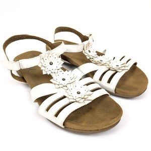 Natural Soul Sandal White Flower Slingback 6.5